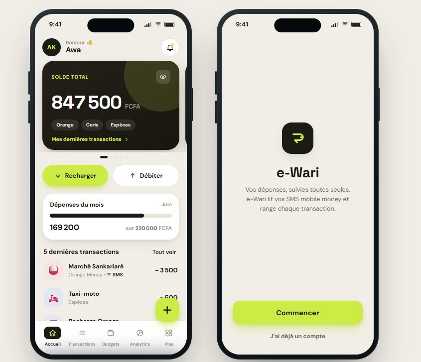 e-Wari mobile app screens