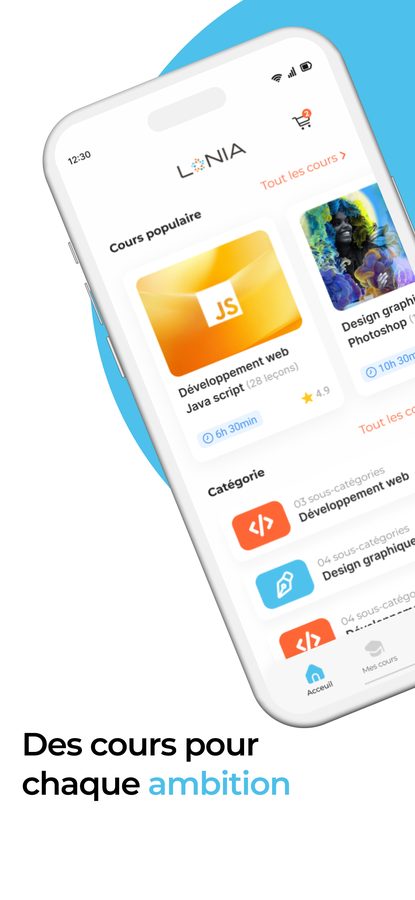 LONIA mobile app home screen